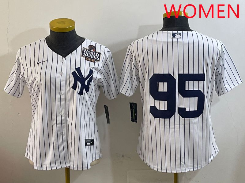 Women New York Yankees #95 No Name White Stripe Game 2025 Nike MLB Jersey style 4